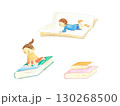 本を読んで心の旅をする子ども達の水彩画イラスト 130268500