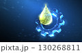 Digital gear and yellow oil drop. 130268811