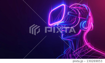 VR headset AR technology reality virtual cyberpunk purple 130269053