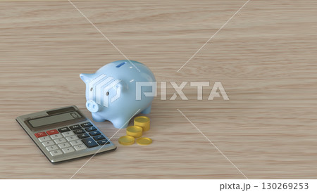 The Piggy Bank and coins for saving or earn concept 3d Rendering. The Piggy Bank and coins for saving or earn concept 3d Rendering. 130269253