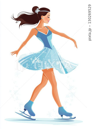 illustration female figure skater midperformance arms legs depicted illustration female figure skater midperformance arms legs depicted 130269529