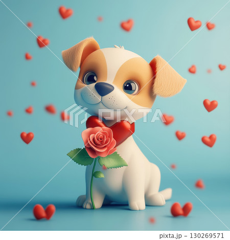 3d illustration background hearts puppy rendered rose heartshaped 3d illustration background hearts puppy rendered rose heartshaped 130269571