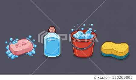 愛車のために！ドット絵風の洗車用具 130269893