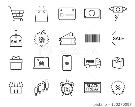 ブラックフライデー用セールアイコンセット 130270097