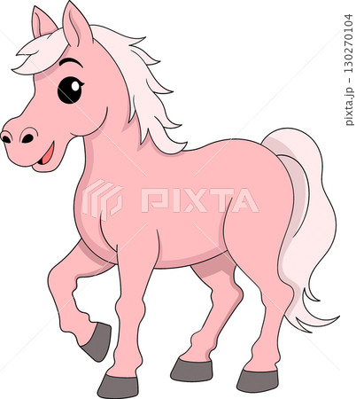 Cute Pink Cartoon Pony Horse Illustration Cute Pink Cartoon Pony Horse Illustration 130270104