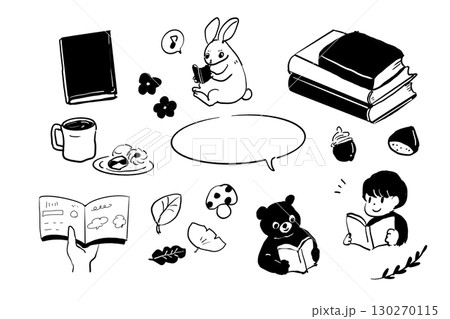 読書時間のイラストセット 130270115
