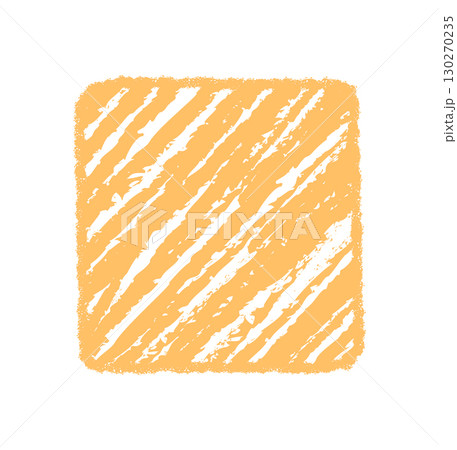 Crayon scribble square frame and rough texture with diagonal sketch. Fluid rectangle border in orange as graphic background element for text in modern abstract style, perfect for creative card 130270235
