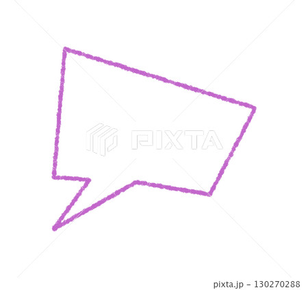 Chalk contour speech bubble icon in violet with quote and dialog box. Chat message appears in comic style as talk symbol for communication or dialog, useful as icon for modern speech and message 130270288