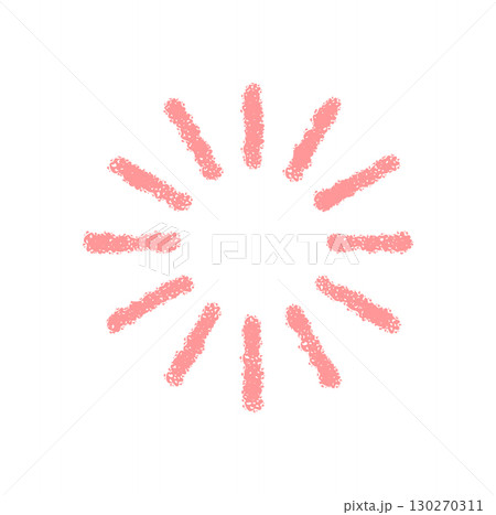 Crayon firework burst with festive pattern and round sun motif. Starburst element and sparkle shine in a soft background, perfect for celebration decor in pastel artistic style. 130270311