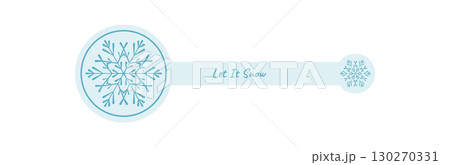 Blue winter sticker with snowflake ornament and line element on a seal label for cold package. Frost and icy detail adds christmas touch, ideal for package closure in holiday winter season. 130270331