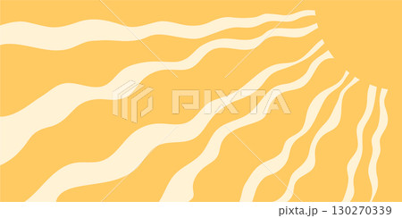 Groovy retro sun burst with wave rays creates a yellow and orange background in horizontal orientation. Y2k graphic style with sunshine and ray shapes makes a playful, vibrant summer look. Groovy retro sun burst with wave rays creates a yellow and orange background in horizontal orientation. Y2k graphic style with sunshine and ray shapes makes a playful, vibrant summer look. 130270339