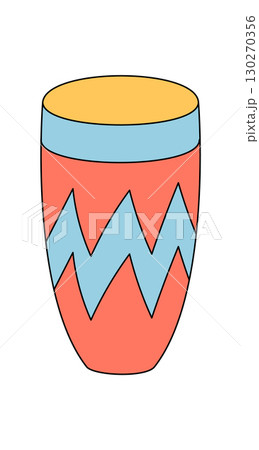 Groovy retro music drum in cartoon graphic style with bold pop orange. Funky instrument and colorful symbol, perfect as y2k groovy element for vibrant audio poster or modern festival sticker. Groovy retro music drum in cartoon graphic style with bold pop orange. Funky instrument and colorful symbol, perfect as y2k groovy element for vibrant audio poster or modern festival sticker. 130270356