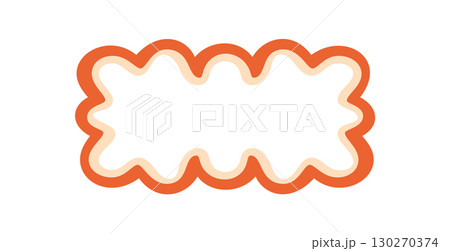 Groovy retro rectangle frame with wavy squiggle border in cartoon graphic style. Abstract outline element in y2k shape. Modern background for pop creative and artistic uses. 130270374