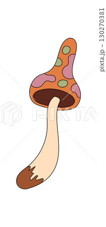 Groovy retro psychedelic mushroom cartoon element in a colorful fantasy style. Magic shroom with y2k inspiration and playful groovy element look. Abstract form for vintage and creative themes. Groovy retro psychedelic mushroom cartoon element in a colorful fantasy style. Magic shroom with y2k inspiration and playful groovy element look. Abstract form for vintage and creative themes. 130270381