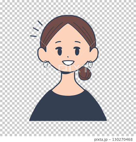 A young woman's happy expression, front upper body, simple illustration A young woman's happy expression, front upper body, simple illustration 130270468
