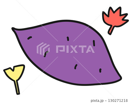 もみじとイチョウと焼き芋のイラスト もみじとイチョウと焼き芋のイラスト 130271218