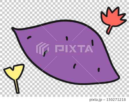 もみじとイチョウと焼き芋のイラスト もみじとイチョウと焼き芋のイラスト 130271218