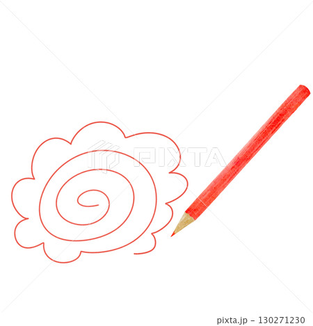 赤鉛筆で描いた花丸のイラスト 130271230