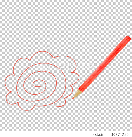 赤鉛筆で描いた花丸のイラスト 130271230