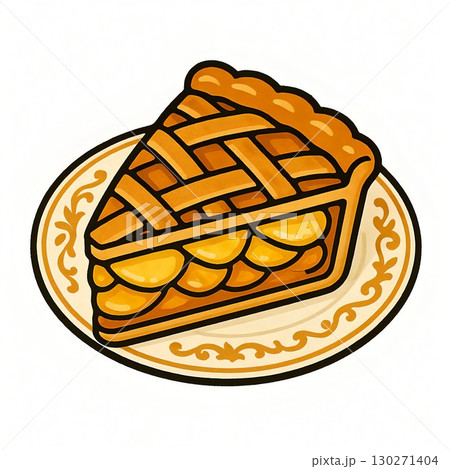 おしゃれなアップルパイの手描き風イラスト 130271404