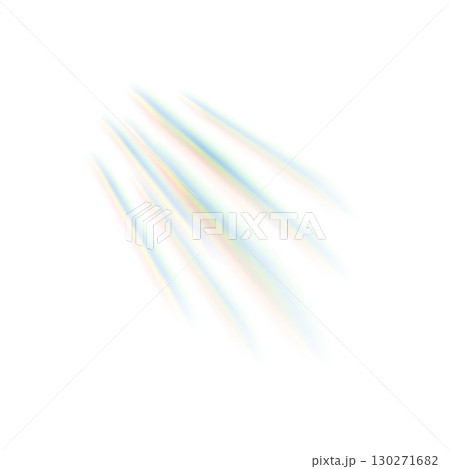 透明背景の斜めに伸びる虹色光線エフェクト 130271682