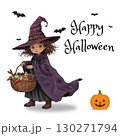 ハロウィンで魔女の仮装をした女の子のイラスト 130271794