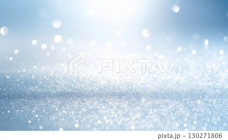 クリスマスやウェディング、ファッションやコスメの背景に使える　淡い青光のボケとキラキラ幻想的な背景 130271806