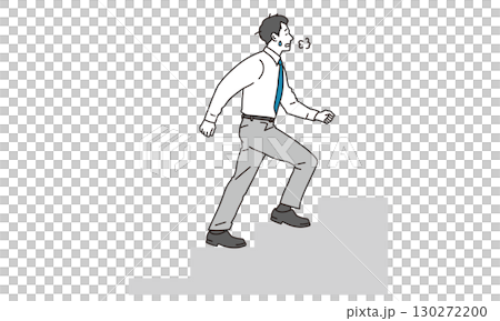 Illustration material of a businessman who has difficulty climbing stairs Illustration material of a businessman who has difficulty climbing stairs 130272200