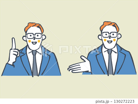 提案するビジネスマン　ファイナンシャルプランナー　ストックイラスト素材 130272223