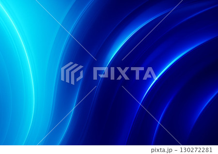 Dark gradient with glowing green and blue streaks blending into abstract fluid luminous curved wave patterns 130272281
