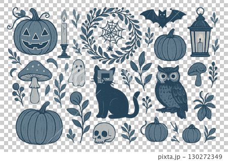 ハロウィンのかわいい手描きイラスト 130272349