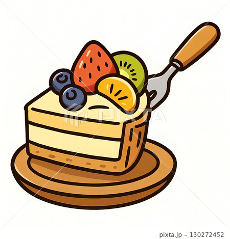 ベリーやキウイが彩る華やかなフルーツタルトのアイコンイラスト ベリーやキウイが彩る華やかなフルーツタルトのアイコンイラスト 130272452