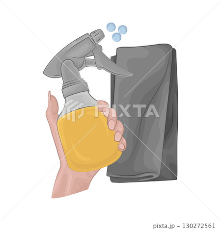 Illustration of Wipe Cloth With Spray Bottle Illustration of Wipe Cloth With Spray Bottle 130272561