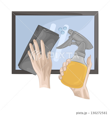 Illustration of Wipe With Spray Bottle Illustration of Wipe With Spray Bottle 130272581