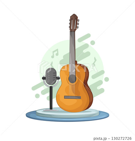 Illustration of Guitar And Microphone Illustration of Guitar And Microphone 130272726