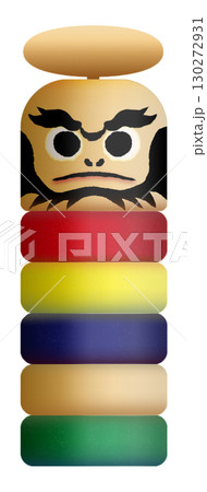 立体的なだるま落としのイラスト 立体的なだるま落としのイラスト 130272931