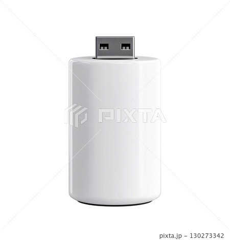 White cylindrical USB flash drive with metallic connector for digital data storage and transfer White cylindrical USB flash drive with metallic connector for digital data storage and transfer 130273342