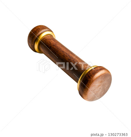 Elegant Wooden Roller with Gold Trim for Kitchen Baking and Pastry Preparation 130273363