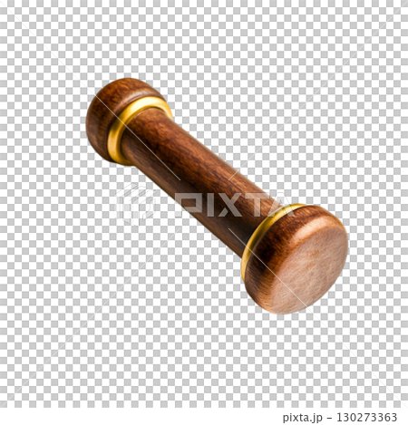 Elegant Wooden Roller with Gold Trim for Kitchen Baking and Pastry Preparation 130273363
