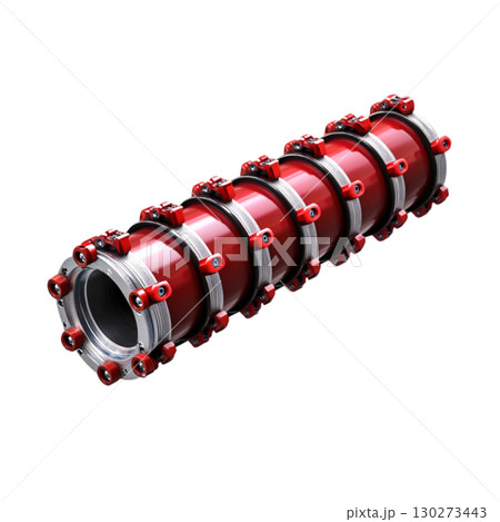 Industrial Red Pipe Connector with Metallic Components and Precision Engineering Features 130273443