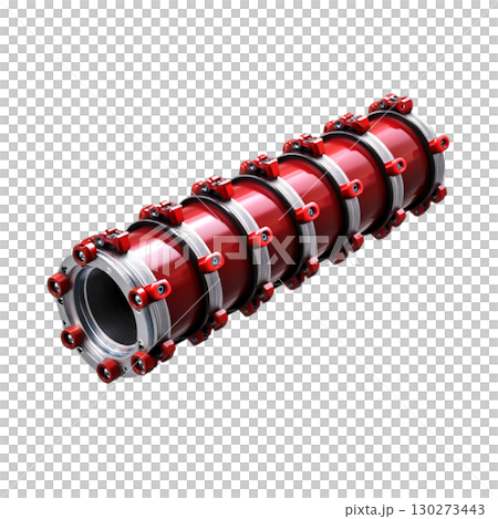 Industrial Red Pipe Connector with Metallic Components and Precision Engineering Features 130273443