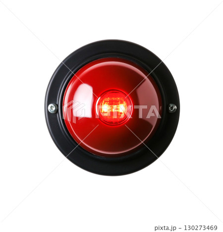 Bright Red Warning Light with Circular Base for Industrial Safety and Alert Systems 130273469