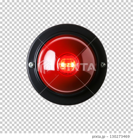 Bright Red Warning Light with Circular Base for Industrial Safety and Alert Systems 130273469