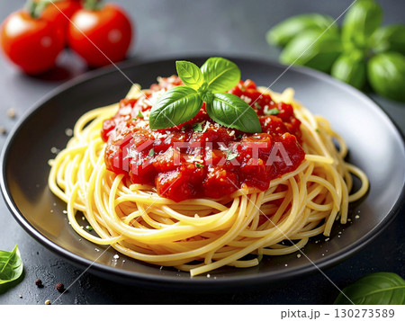 スパゲティ　トマトソース　AI生成画像　 130273589