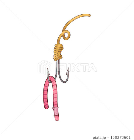 illustration of worm on a hook 130273601
