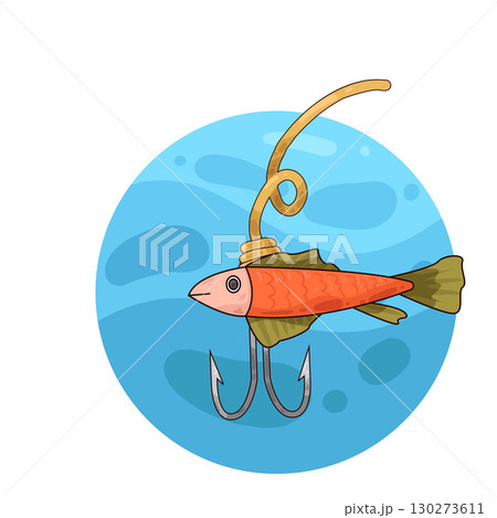 illustration of fishing hook with lure illustration of fishing hook with lure 130273611