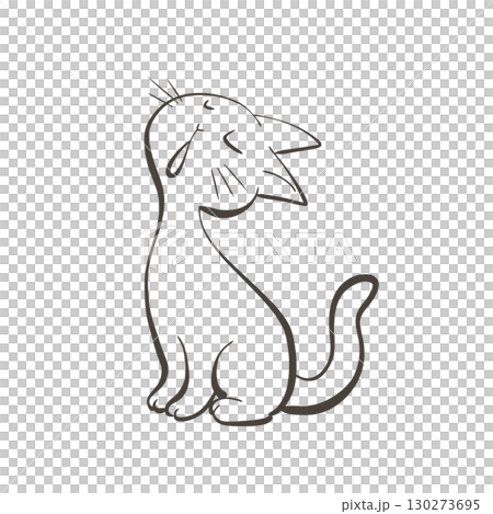 手描きのネコの線画62 130273695