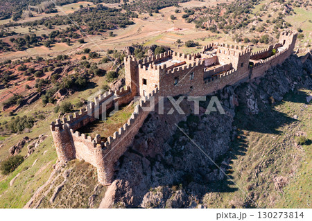 Riba de Santiuste castle. View from above. Guadalajara, Castile La Mancha community Riba de Santiuste castle. View from above. Guadalajara, Castile La Mancha community 130273814