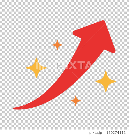 箭頭上升紅色閃閃發光向量 130274111