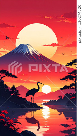 富士山　風景　生成AI　背景 130274320
